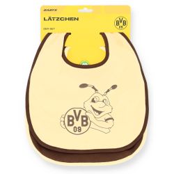 Borussia Dortmund Lätzchen 2er Set - Emma - GOTS | Babylätzchen | beige-braun | BVB 09