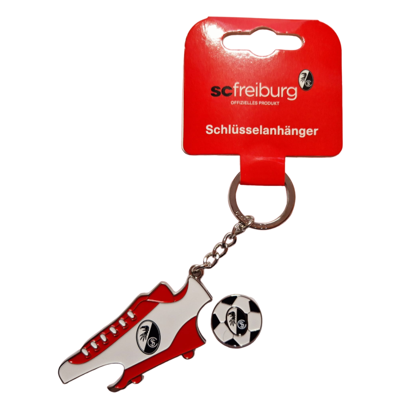SC Freiburg Schlüsselanhänger - Fussballschuh mit Einkaufschip und Öffner - Anhänger