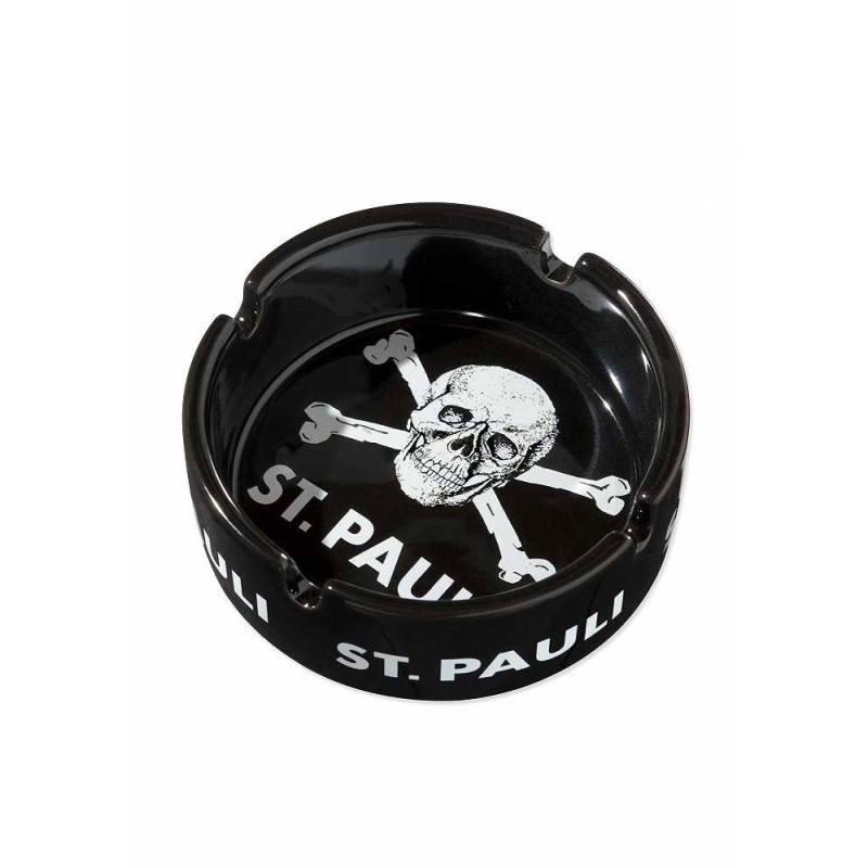 FC St. Pauli Aschenbecher Totenkopf schwarz Ascher rund Keramik Ashtray rund