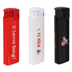 1. FC Köln 3er Set Feuerzeug - Schwatz, Rut un Wies - F2 Electronic Piezofeuerzeug nachfüllbar