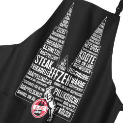1. FC Köln Grillschürze schwarz Schürze mit Tasche Kochschürze