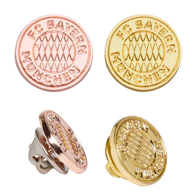 FC Bayern München Logo Pin 2er Set Gold & Rosegold Damen Anstecker Emblem Button FCB