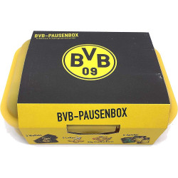 Borussia Dortmund Brotdose gefüllt mit Süßigkeiten, Sticker & 5 Autogrammkarten BVB 09