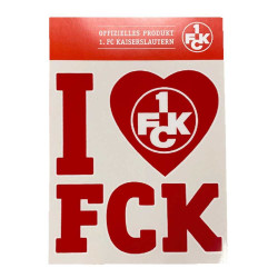 1. FC Kaiserslautern Aufkleber - I love FCK - 10 x 11 cm Sticker