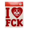 1. FC Kaiserslautern Aufkleber - I love FCK - 10 x 11 cm Sticker