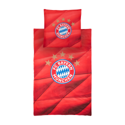 FC Bayern München Bettwäsche Set - 5 Sterne - rot 3-teilig (Kissen- und Deckenbezug + Spannebettlaken) FCB