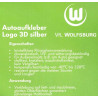 VfL Wolfsburg Aufkleber - 3D Logo silber - Sticker Autoaufkleber