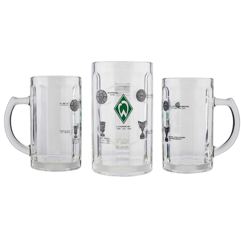 SV Werder Bremen Bierseidel - Erfolge -  0,5 l Glas Krug Bierglas