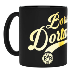 Borussia Dortmund Tasse - Metallic Schriftzug - Kaffeetasse Becher BVB 09
