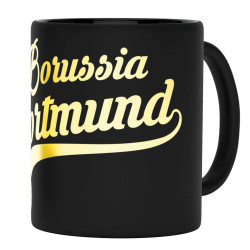 Borussia Dortmund Tasse - Metallic Schriftzug - Kaffeetasse Becher BVB 09