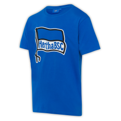 Hertha BSC Berlin Kinder T-Shirt – Fahne groß - blau Shirt unisex HBSCB - Größe 98/104 bis 156/164
