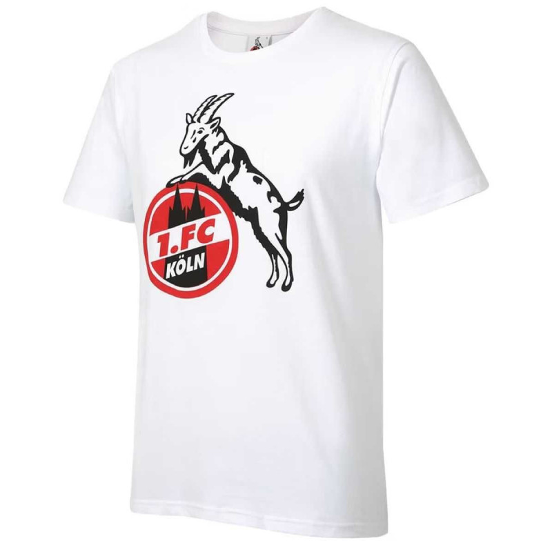 1. FC Köln T-Shirt Basic - Weiß - Logo farbig Shirt - Gr. S bis 5XL