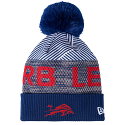 RB Leipzig New Era Kinder Bommelmütze - Dynamischer Bulle - Beanie kids Wintermütze Mütze mit Bommel RBL