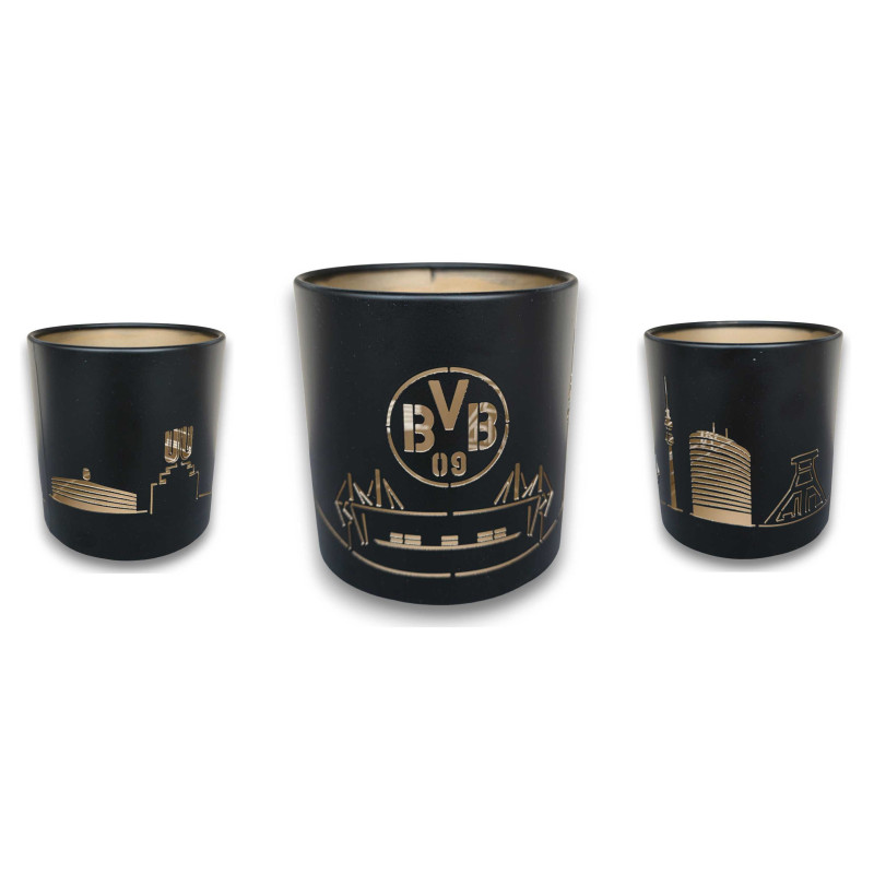 Borussia Dortmund Metall Windlicht | 10 cm | schwarz-gold | BVB 09