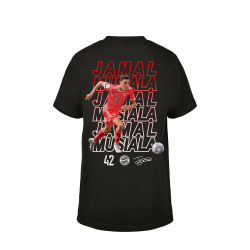 FC Bayern München Kinder T-Shirt Schriftzüge - Jamal Musiala - Gr. 116 schwarz Shirt FCB