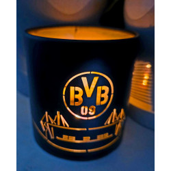 Borussia Dortmund Metall Windlicht | 10 cm | schwarz-gold | BVB 09