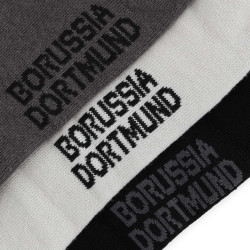 Borussia Dortmund Socken 3er Set Geschenkset Gr. 39-42 | Weiß-Grau-Schwarz | BVB 09