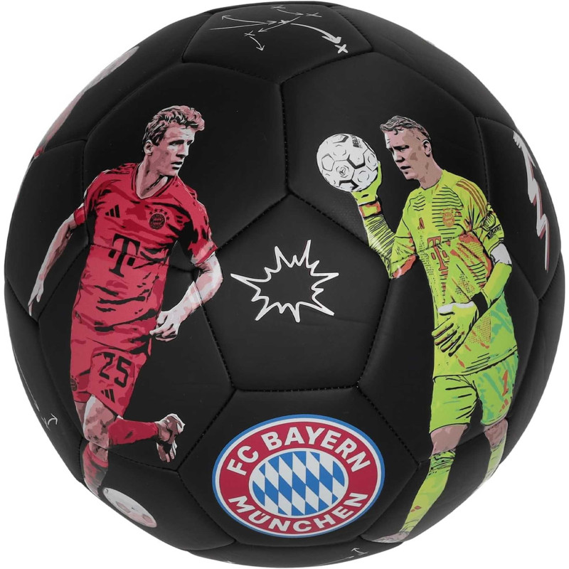 FC Bayern München Fußball - Player - Schwarz | Ball mit Spielerabbildungen  Gr. 5 | FCB