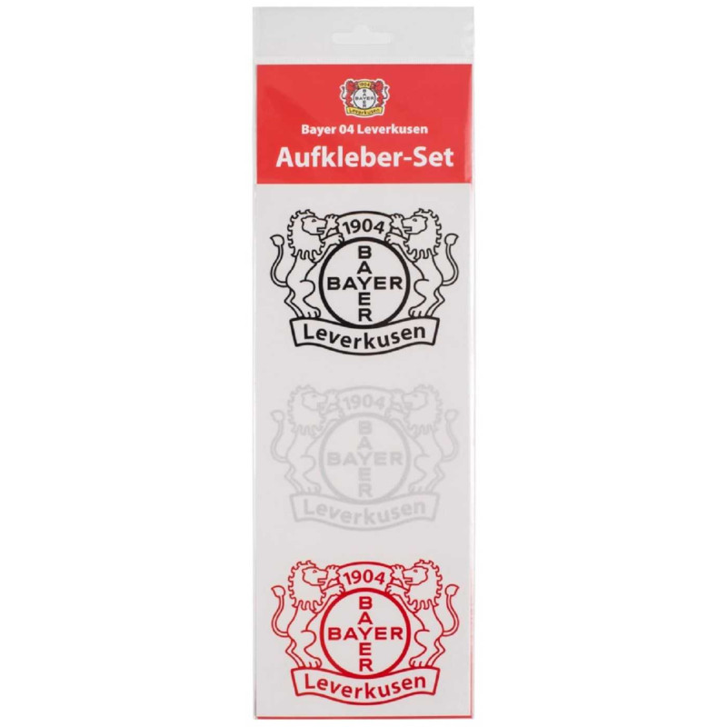 Bayer 04 Leverkusen Sticker 3er Set - Wappen schwarz-silber-rot - 10 x 7.5 cm | Aufkleber