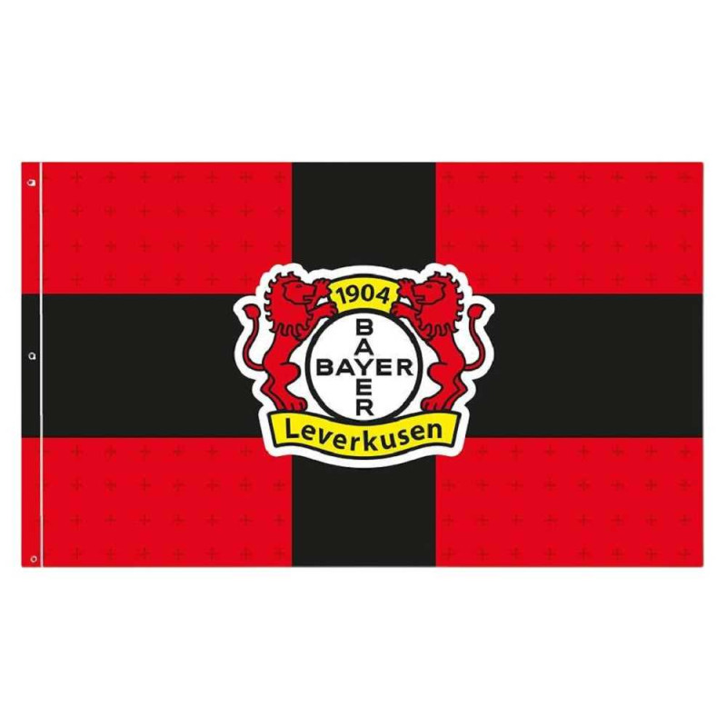 Bayer 04 Leverkusen Hissfahne - Kreuz schwarz - 150 x 90 cm | Fahne | Rot-schwarz  | Flagge B04