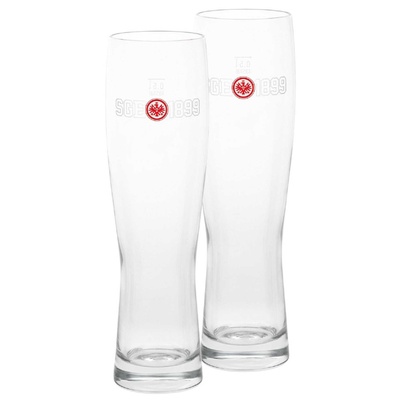 Eintracht Frankfurt Weizenbierglas - 1899 - 2er Set | Glas | 0,5 Liter | Bierglas | Weizenglas | SGE