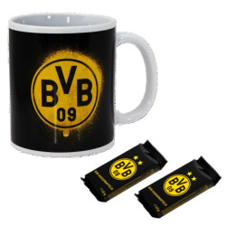 Kopie von Borussia Dortmund Tasse befüllt mit Waffeln Kaffeetasse gefüllt Geschenkset BVB 09
