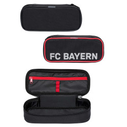 FC Bayern München Schul-Set 2-teilig: Faulenzermäppchen schwarz + Hausaufgabenheft Logo FCB