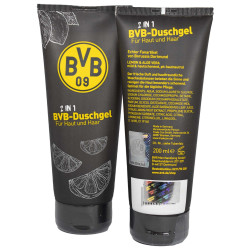 Borussia Dortmund  Set Duschtuch Blockstreifen 70 x 140 cm + Duschgel für Haut und Haar BVB 09