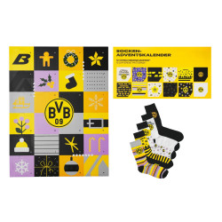 Borussia Dortmund Socken Adventskalender 12 Paar Weihnachtssocken Gr. 39-44 unisex Weihnachtskalender BVB 09