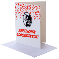 SC Freiburg Grußkarte - Herzlichen Glückwunsch - Weiß | Karte | Glückwunschkarte | Klappkarte SCF