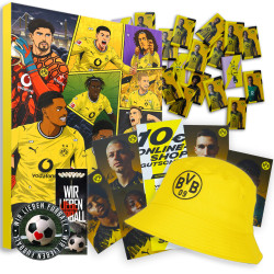 Borussia Dortmund Adventskalender mit Autogrammkarten und Poster - Plus Fischerhut Logo