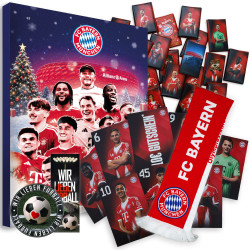 FC Bayern München Adventskalender mit Autogrammkarten & Poster - Plus Schal Rot-Weiß
