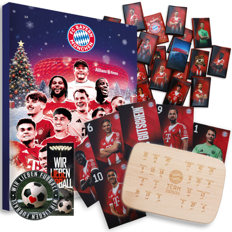 FC Bayern München Premium Adventskalender - Plus FCB-Frühstücksbrettchen