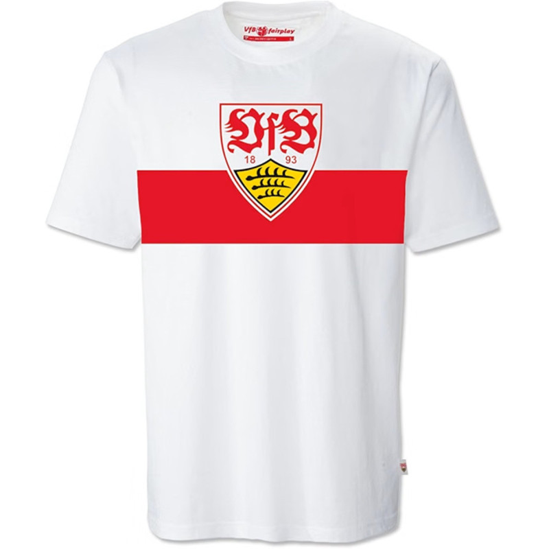 VfB Stuttgart T-Shirt Wappen Brustring weiß | Shirt | Unisex - Gr. M bis 5XL