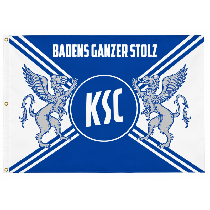 Karlsruher SC Hissfahne mit Ösen - Greif - Fahne | 150 x 100 cm | Flagge | KSC