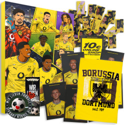 Borussia Dortmund Adventskalender mit Autogrammkarten und Poster - Plus BVB-Hissfahne Stadtwappen