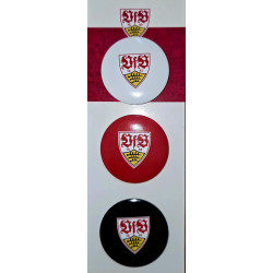 VfB Stuttgart Button 3er Set - Logo - Anstecker  | schwarz-weiß-rot | Pin