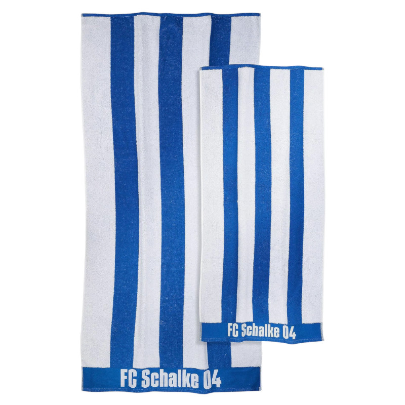 FC Schalke 2er Set Duschtuch & Handtuch Streifen | königsblau-weiß | 70 x 140 cm + 50 x 100 cm | S04