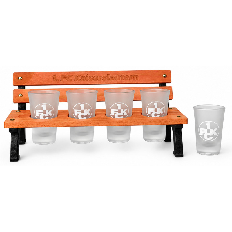 1. FC Kaiserslautern Schnapsbank mit 4 Schnapsgläsern | Shot Glas | FCK