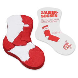 1. FC Köln Zaubersocken |  Entfalten sich bei Wasserkontakt | Einheitsgröße 35-41 | Rot-Weiß
