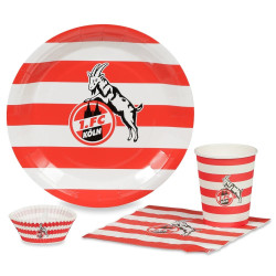 1. FC Köln Partyset 92-teilig (Teller, Becher, Luftschlangen, Servietten) Partybox | Party Set