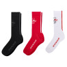 RB Leipzig 3er Set Socken Logo mit Kontraststreifen | Rot-Weiß-Schwarz | RBL - Gr. 35-38 bis 43-46