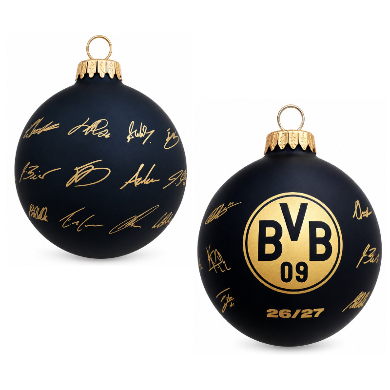 Borussia Dortmund Weihnachtskugel Signature 2026/27 | schwarz-gold | Christbaumkugel | Unterschriften | BVB 09