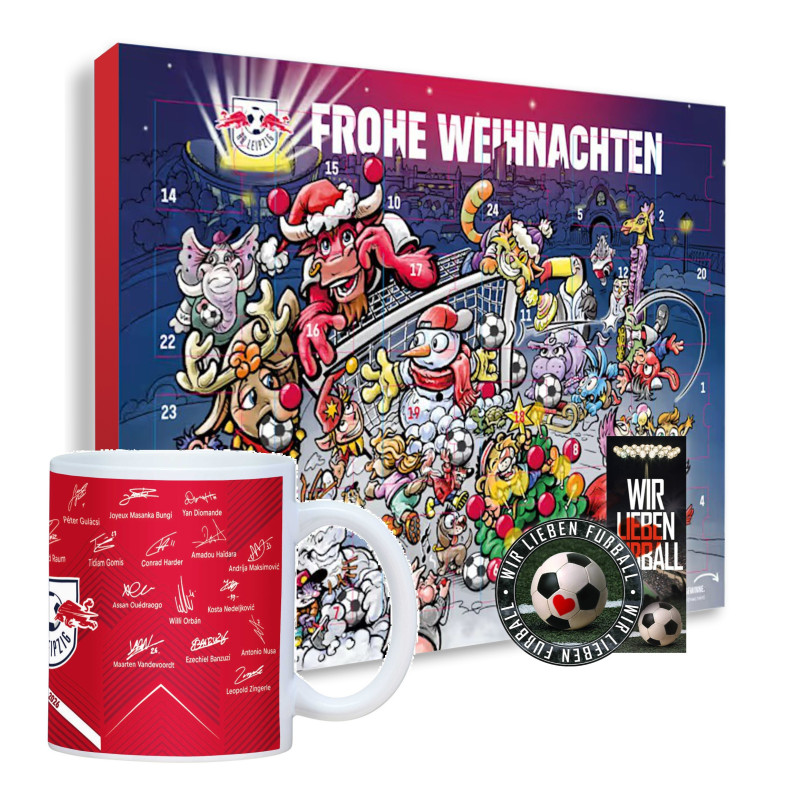 RB Leipzig Adventskalender gefüllt  mit Schokolade -  Plus RBL Tasse  Signature