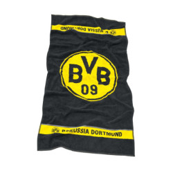 Borussia Dortmund Badetuch - Emblem -  Duschtuch schwarz 100 x 150 cm, Handtuch BVB 09