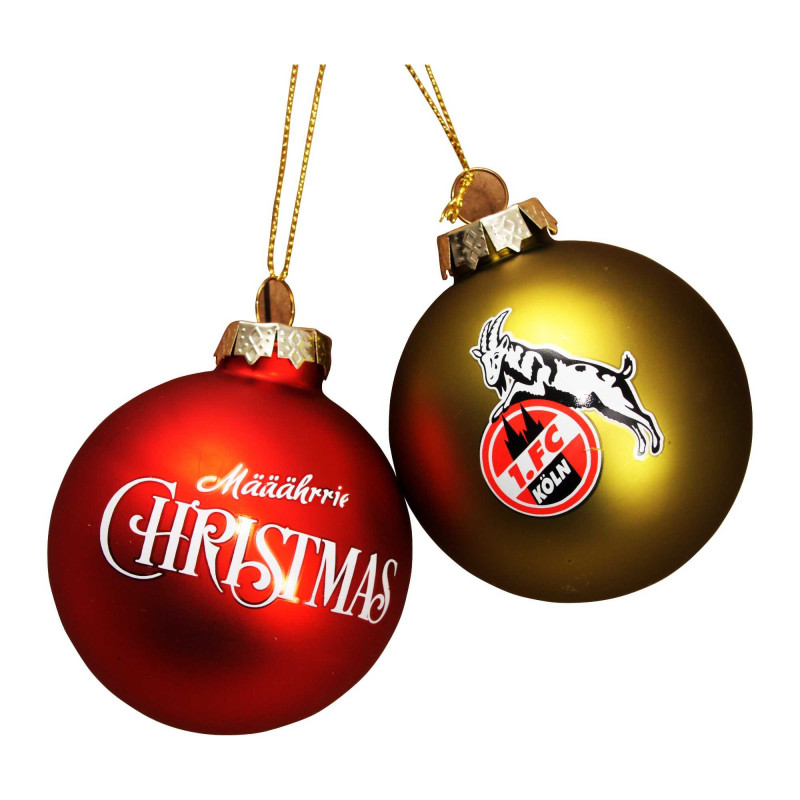 1. FC Köln Christbaumkugel 4er Set - Gold + Rot mattglänzend - Ø 7 cm | Weihnachtskugel