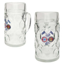 FC Bayern München Halbe Maßkrug - Doppellogo - 0.5 l | Glas | Bierkrug | Seidel FCB