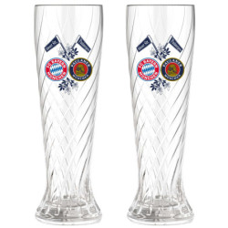 FC Bayern München Weißbierglas 2er Set - Doppellogo - 0.5l |Glas | Bierglas | Weizenglas FCB
