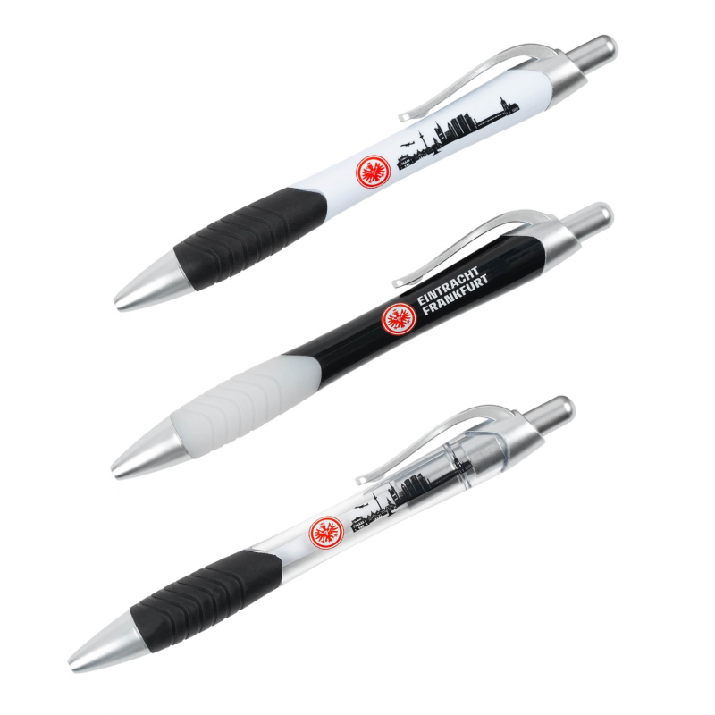 Eintracht Frankfurt Kugelschreiber 3er Set Kuli schwarz/weiß Stift SGE