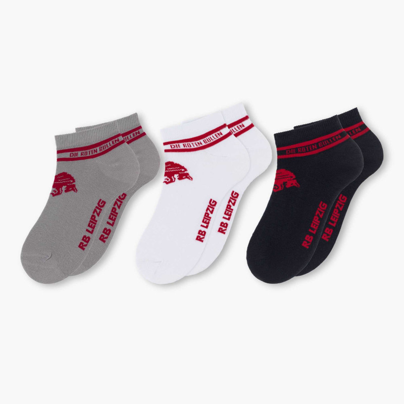 RB Leipzig Sneaker Socken - 3er Set - weiß/schwarz/grau | Sneakersocken | RBL - Gr. 35-38 bis 43-46